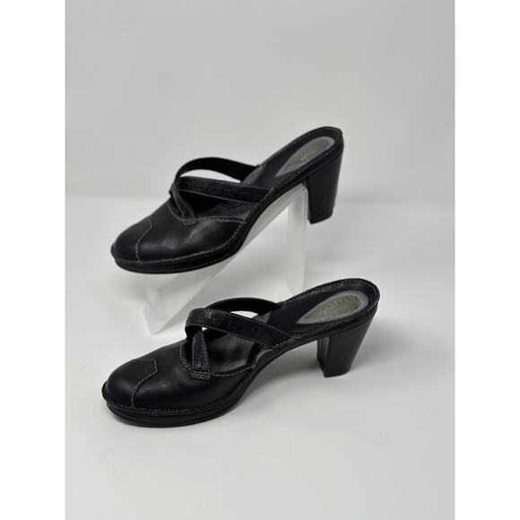Clarks Artisan Collection Black Leather Closed Toe Mules Slides Heels Size 6 M - Picture 4 of 8